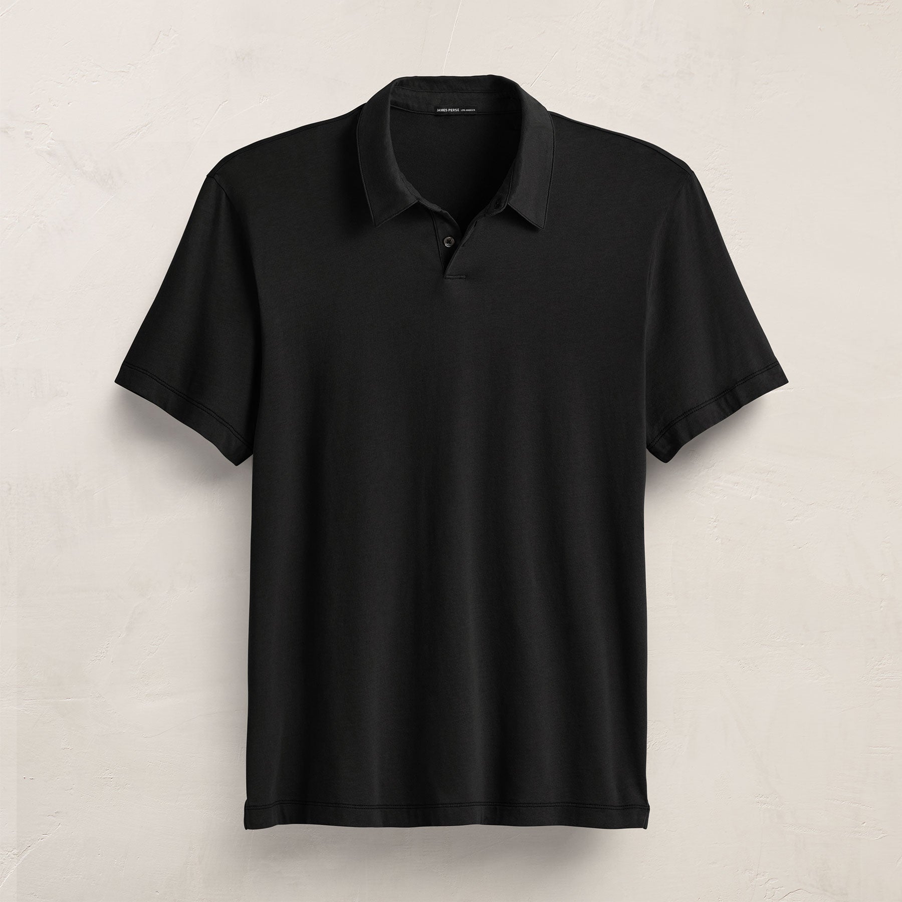 Heavy Luxe Jersey Long Sleeve Polo - Black | James Perse Los Angeles