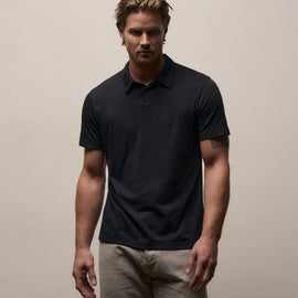 Brushed Lotus Polo in Black | James Perse Los Angeles