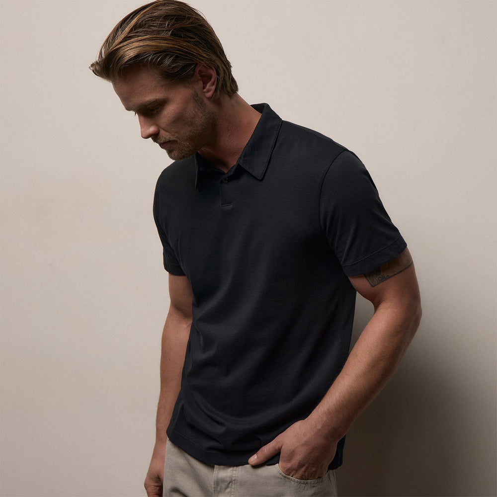 Brushed Lotus Polo in Black | James Perse Los Angeles