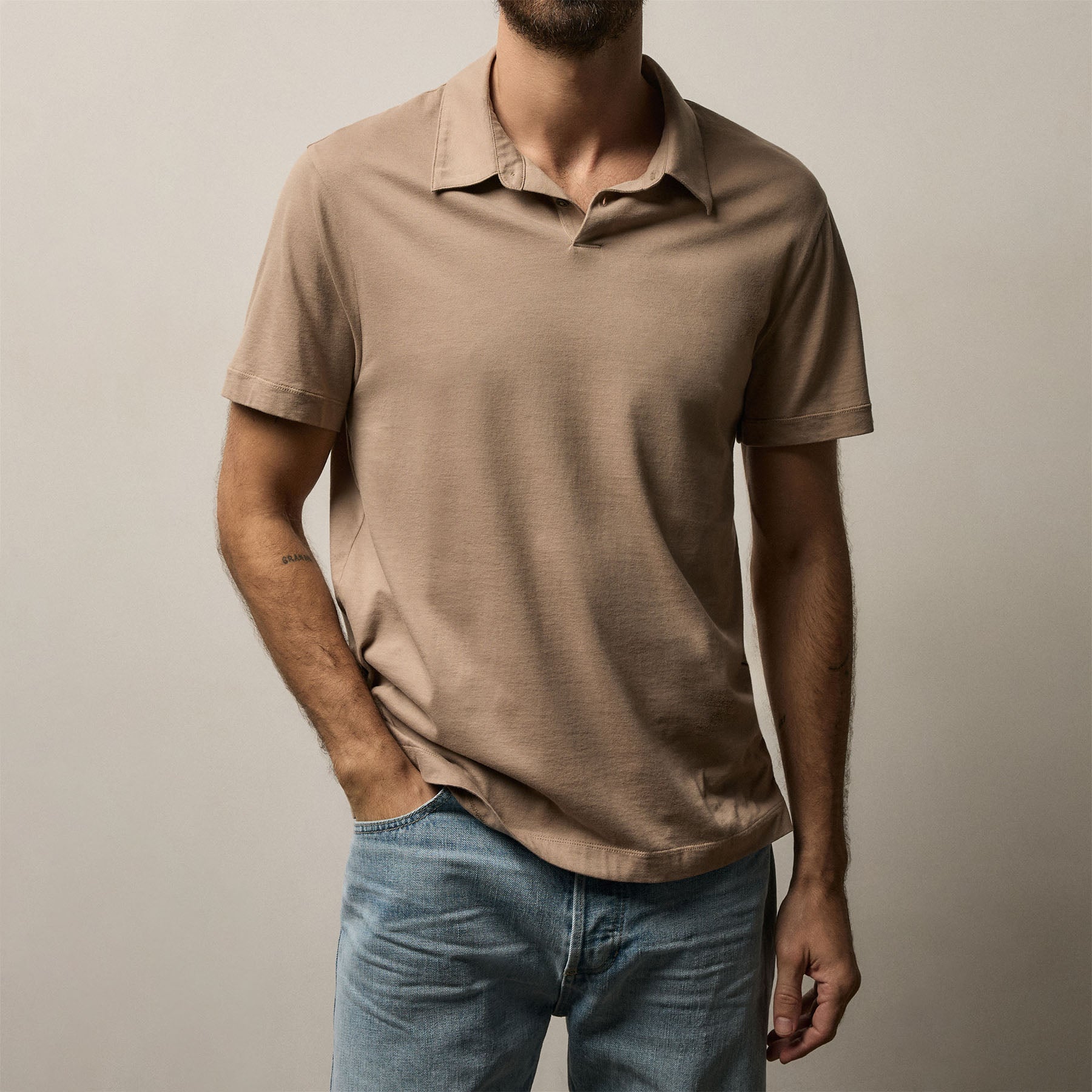 Brushed Lotus Polo in Coffee | James Perse Los Angeles