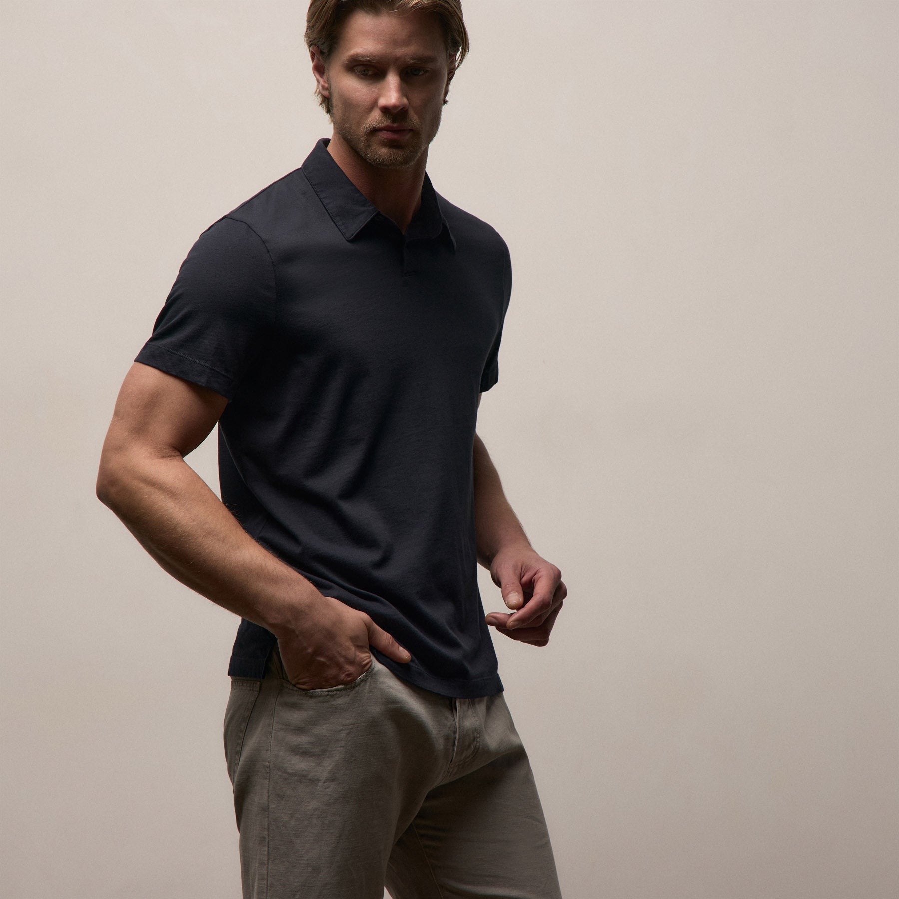 Brushed Lotus Polo in Deep | James Perse Los Angeles