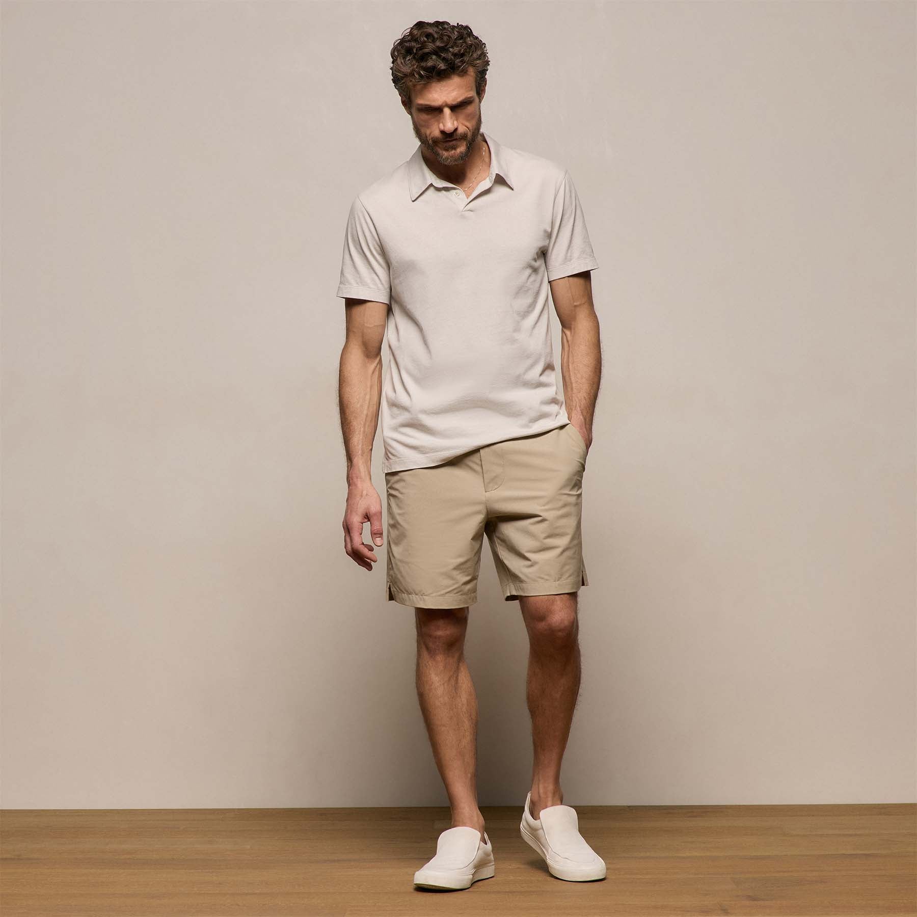 Brushed Lotus Polo in Pearl | James Perse Los Angeles