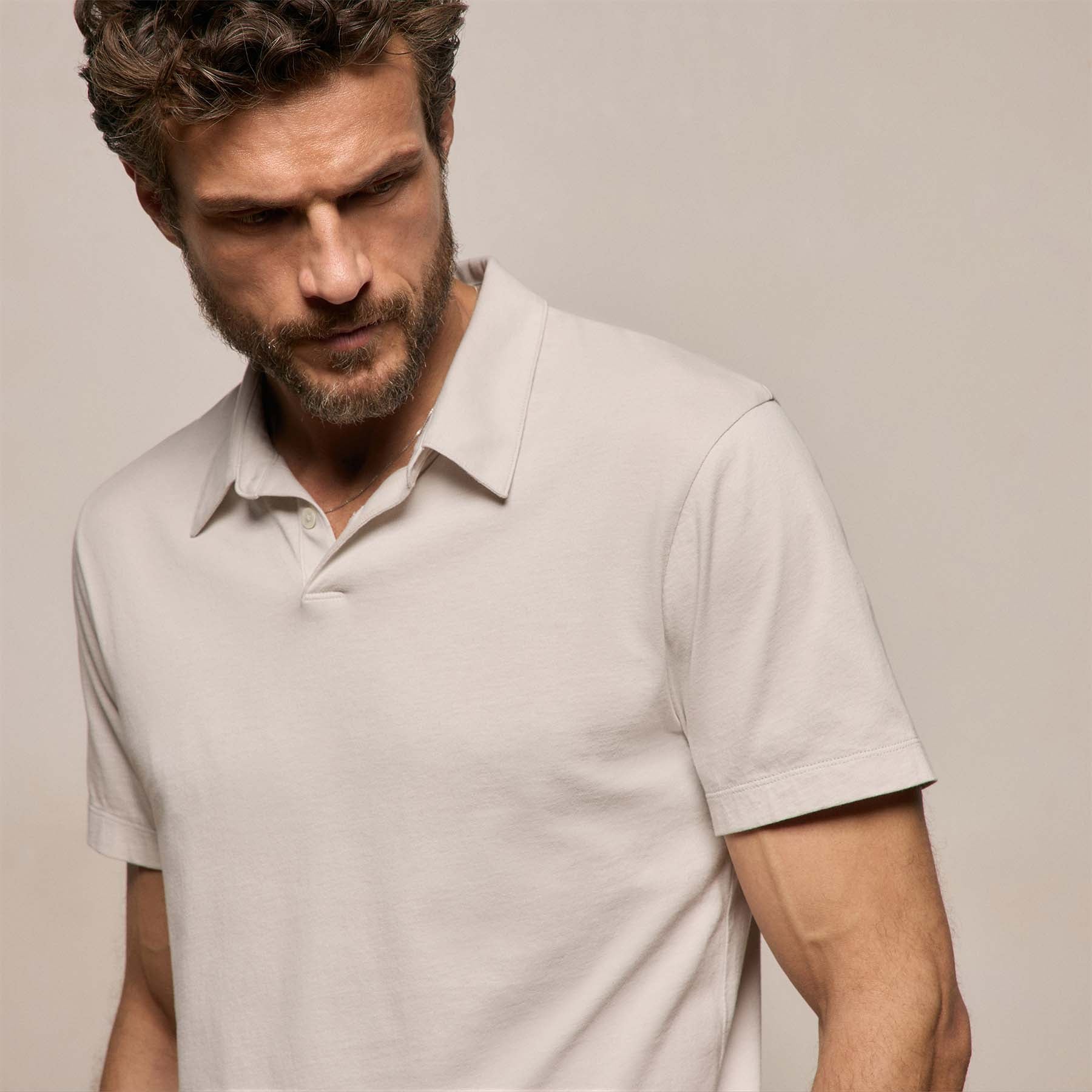 Brushed Lotus Polo in Pearl | James Perse Los Angeles