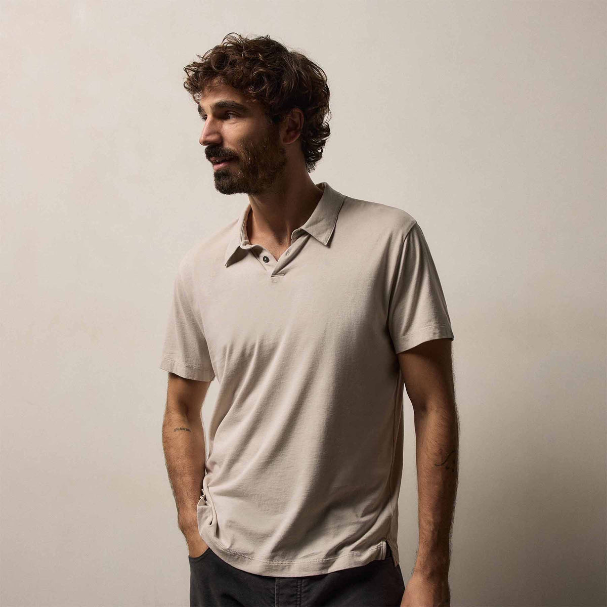 Brushed Lotus Polo in Salt | James Perse Los Angeles