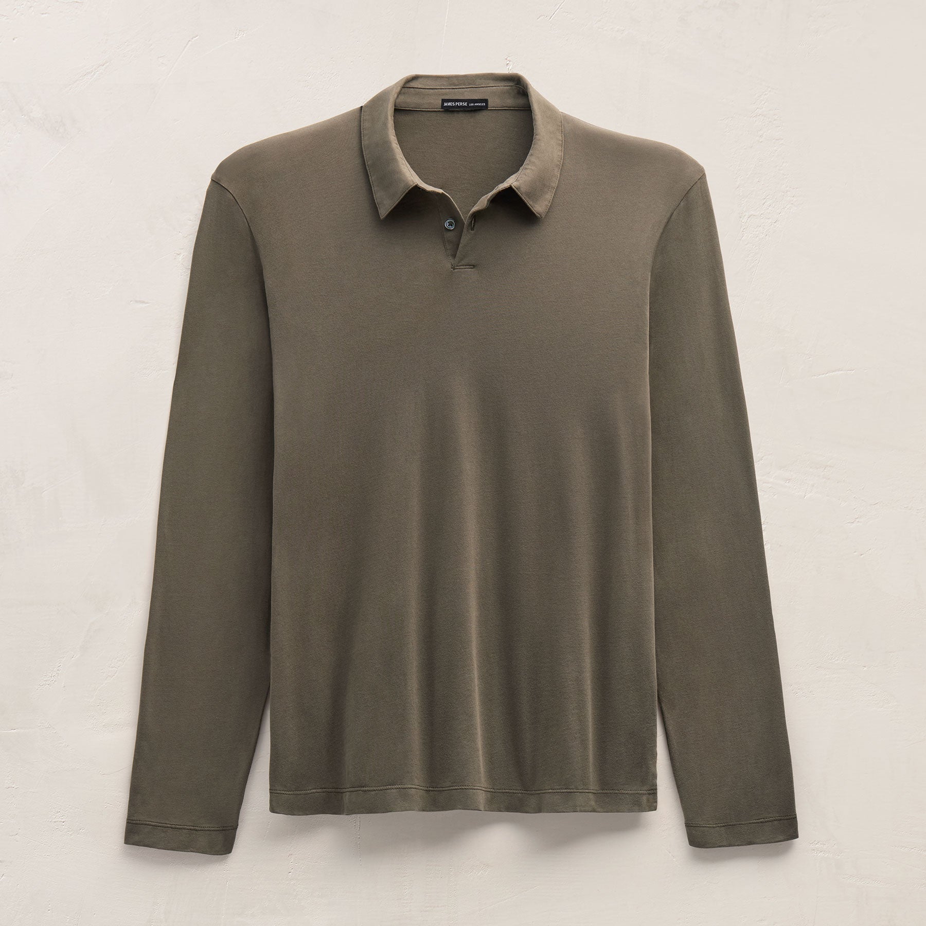 Brushed Lotus Long Sleeve Polo in Army Green | James Perse Los Angeles