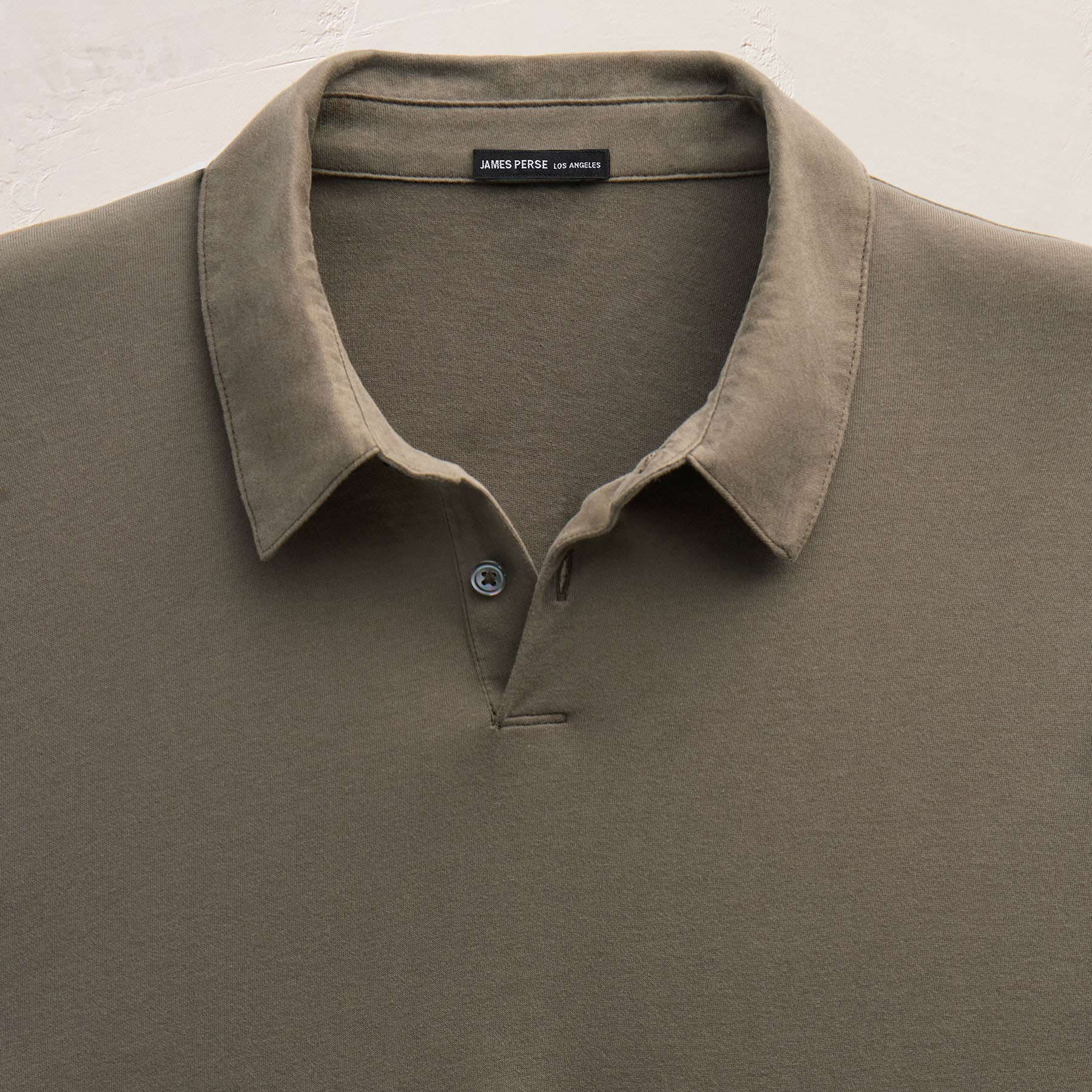 Brushed Lotus Long Sleeve Polo in Army Green | James Perse Los Angeles