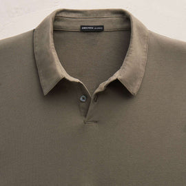 Brushed Lotus Long Sleeve Polo in Army Green | James Perse Los Angeles
