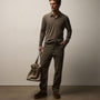 Brushed Lotus Long Sleeve Polo in Army Green | James Perse Los Angeles