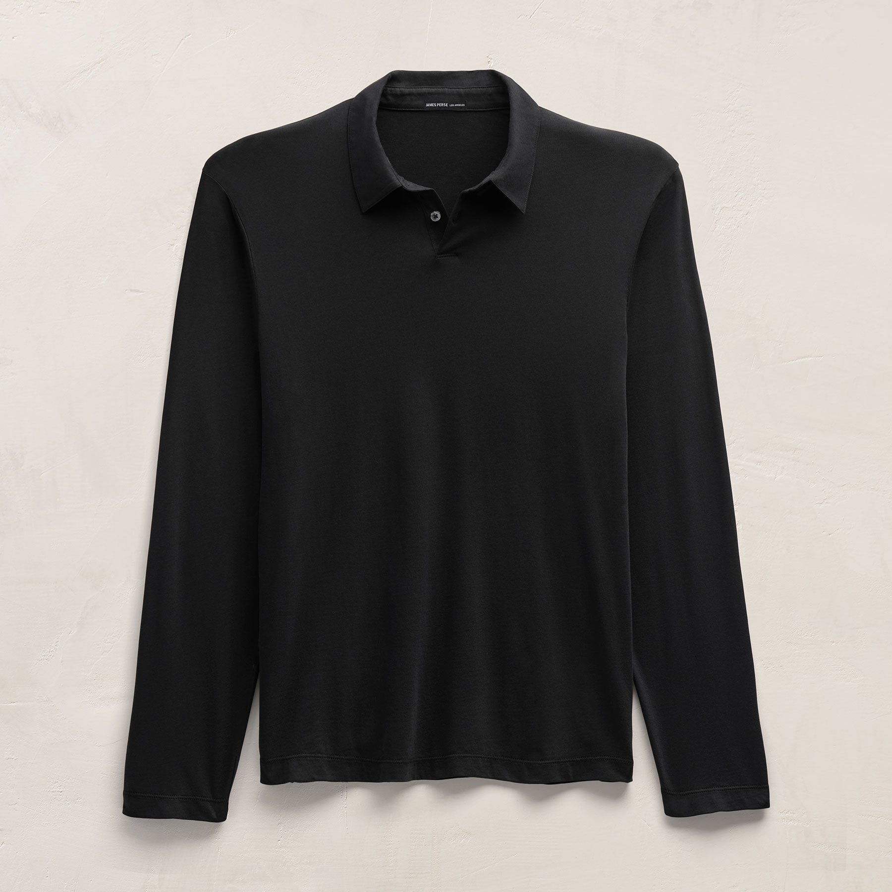 Brushed Lotus Long Sleeve Polo in Black | James Perse Los Angeles