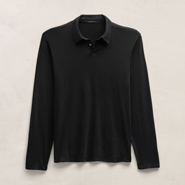 Brushed Lotus Long Sleeve Polo in Black | James Perse Los Angeles