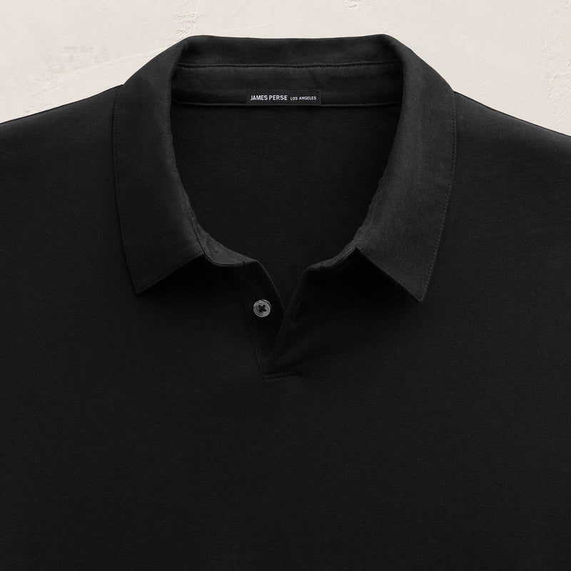 Brushed Lotus Long Sleeve Polo in Black | James Perse Los Angeles