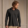 Brushed Lotus Long Sleeve Polo in Black | James Perse Los Angeles