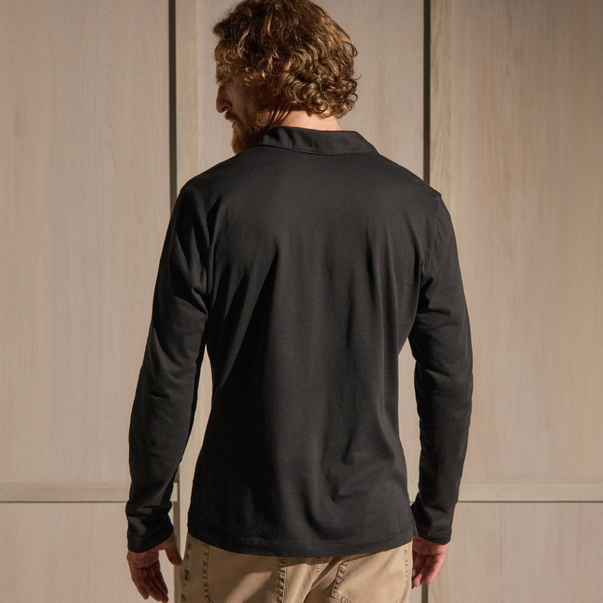 Brushed Lotus Long Sleeve Polo in Black | James Perse Los Angeles
