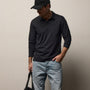 Brushed Lotus Long Sleeve Polo in Black | James Perse Los Angeles