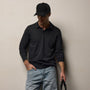 Brushed Lotus Long Sleeve Polo in Black | James Perse Los Angeles