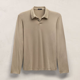 Brushed Lotus Long Sleeve Polo - Coyote