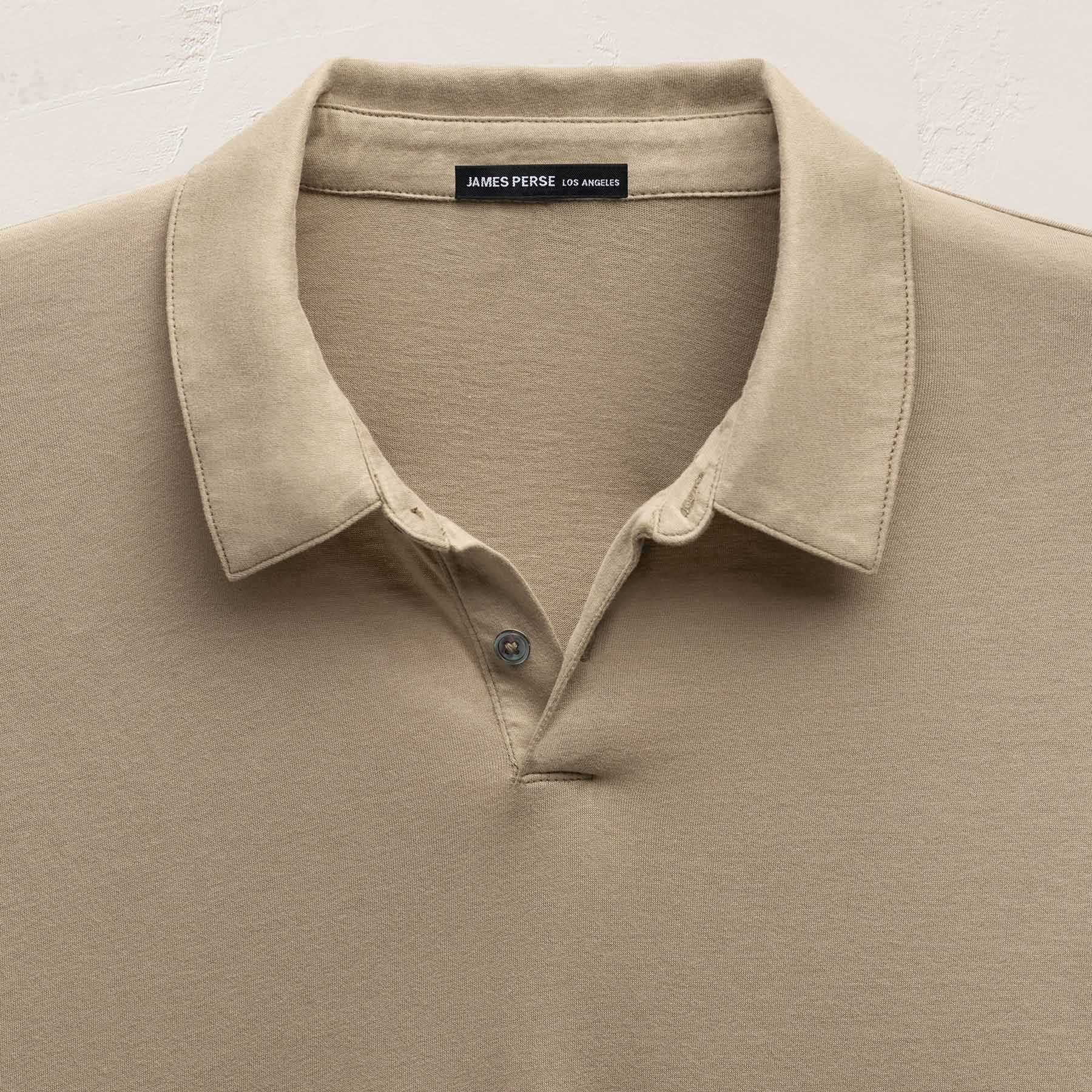 Brushed Lotus Long Sleeve Polo - Coyote