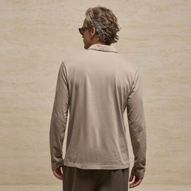 Brushed Lotus Long Sleeve Polo in Coyote | James Perse Los Angeles