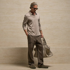 Brushed Lotus Long Sleeve Polo in Coyote | James Perse Los Angeles