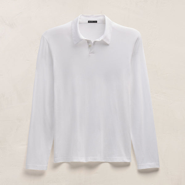 Brushed Lotus Long Sleeve Polo in White | James Perse Los Angeles