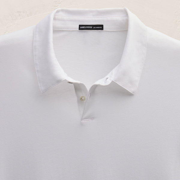 Brushed Lotus Long Sleeve Polo in White | James Perse Los Angeles
