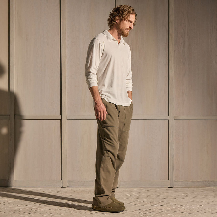 Brushed Lotus Long Sleeve Polo in White | James Perse Los Angeles