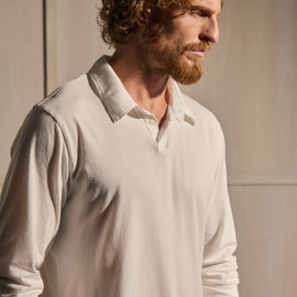 Brushed Lotus Long Sleeve Polo in White | James Perse Los Angeles