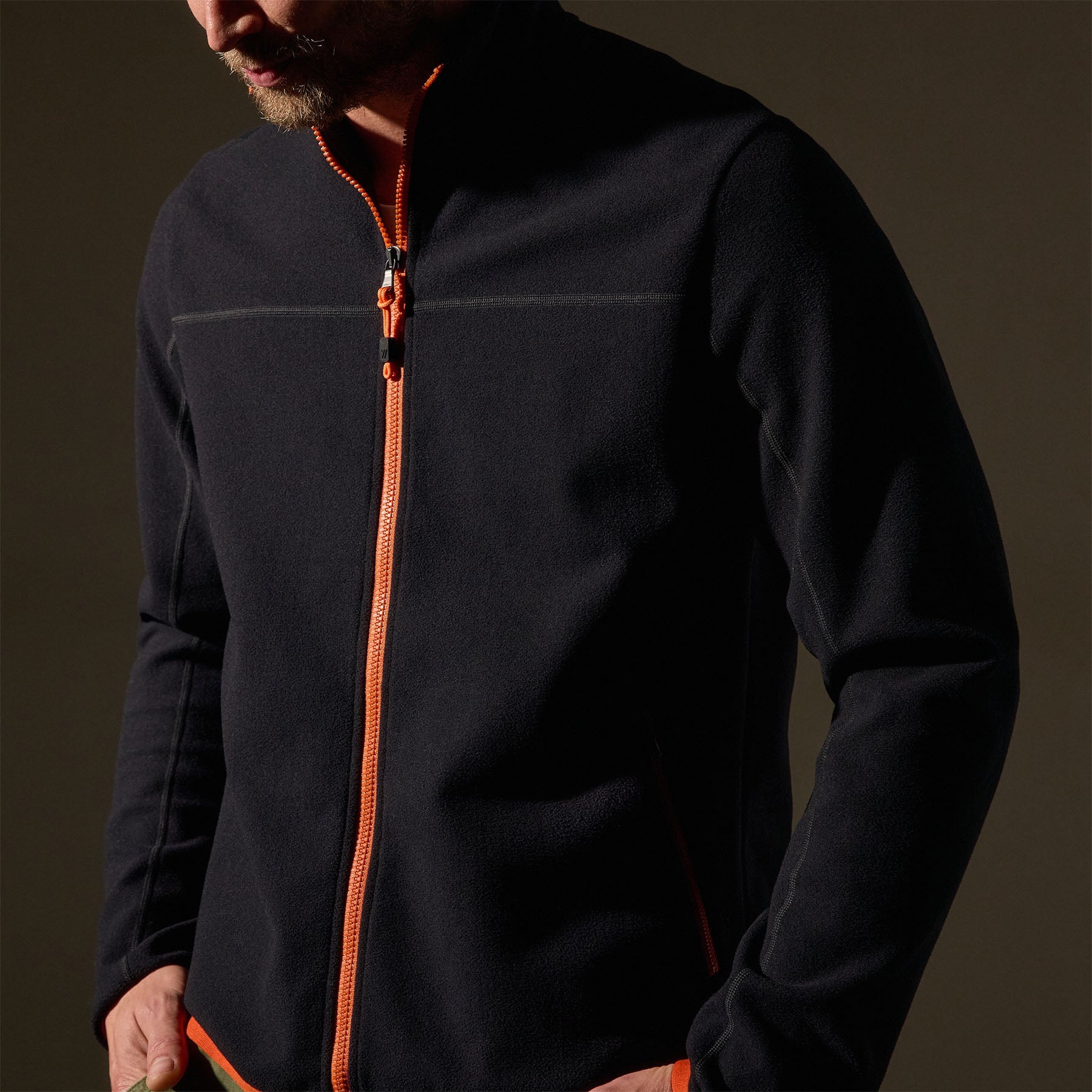 Brush Scuba Zip Front Sport Jacket - Black/Orange | James Perse