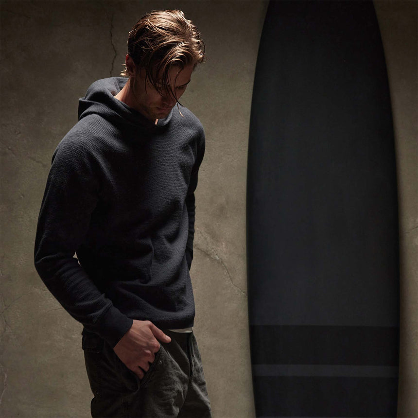 Thermal Knit Hooded Raglan in Magma | James Perse Los Angeles