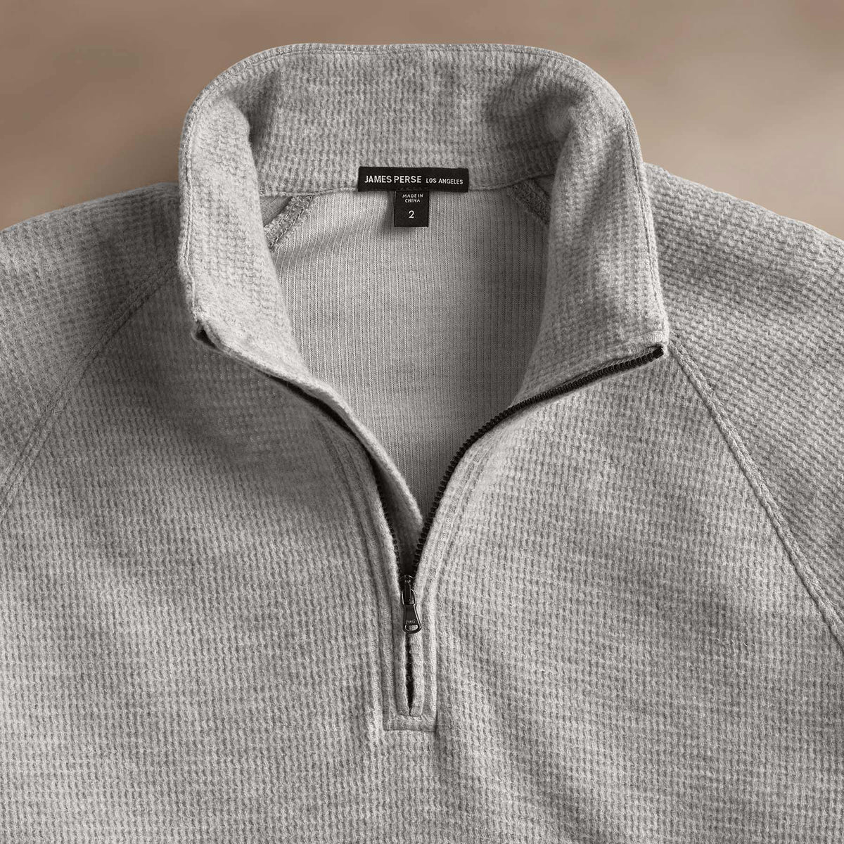 Brushed Thermal Half Zip  in Heather Grey | James Perse Los Angeles