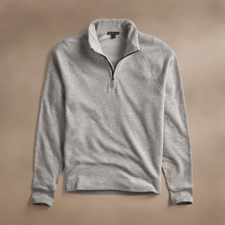 Brushed Thermal Half Zip  in Heather Grey | James Perse Los Angeles