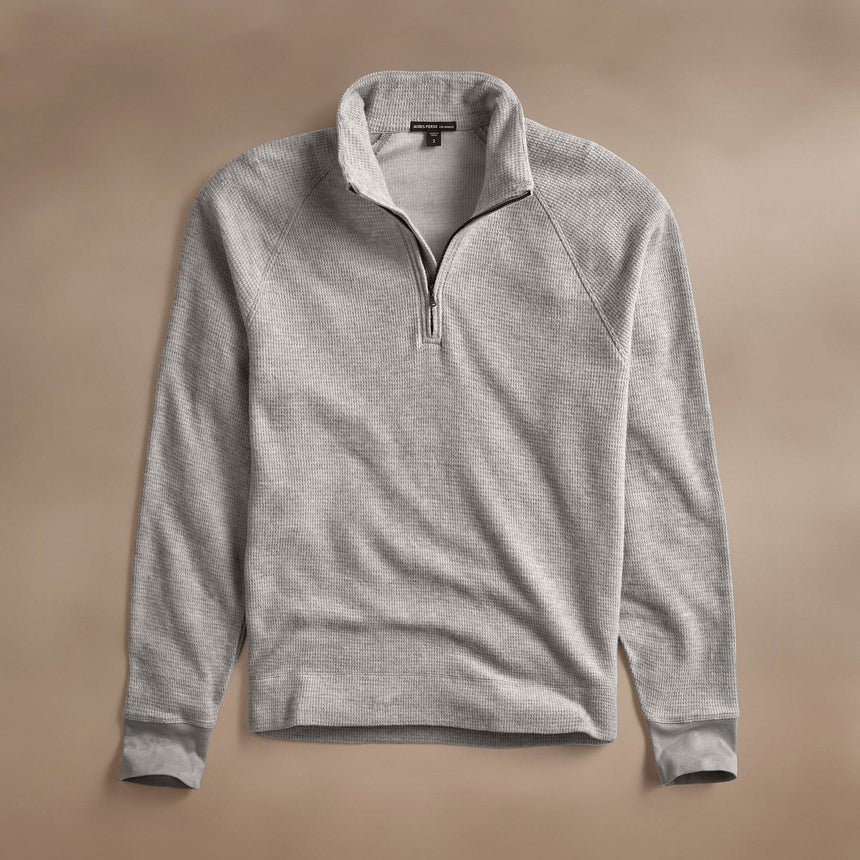 Brushed Thermal Half Zip  in Heather Grey | James Perse Los Angeles