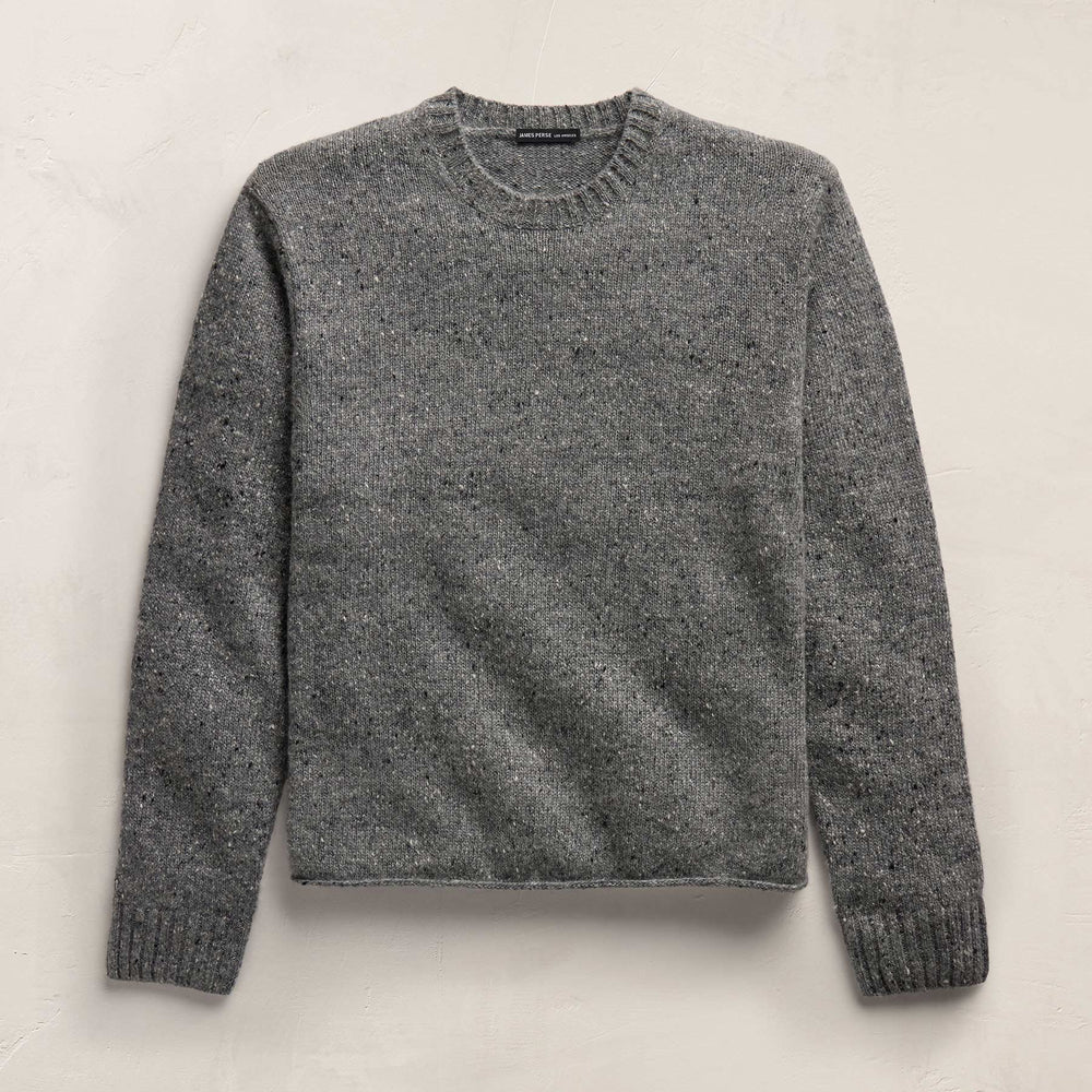 Marled Cashmere Linen Crew in Heather Grey | James Perse Los Angeles
