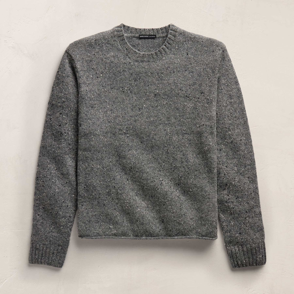 Marled Cashmere Linen Crew in Heather Grey | James Perse Los Angeles