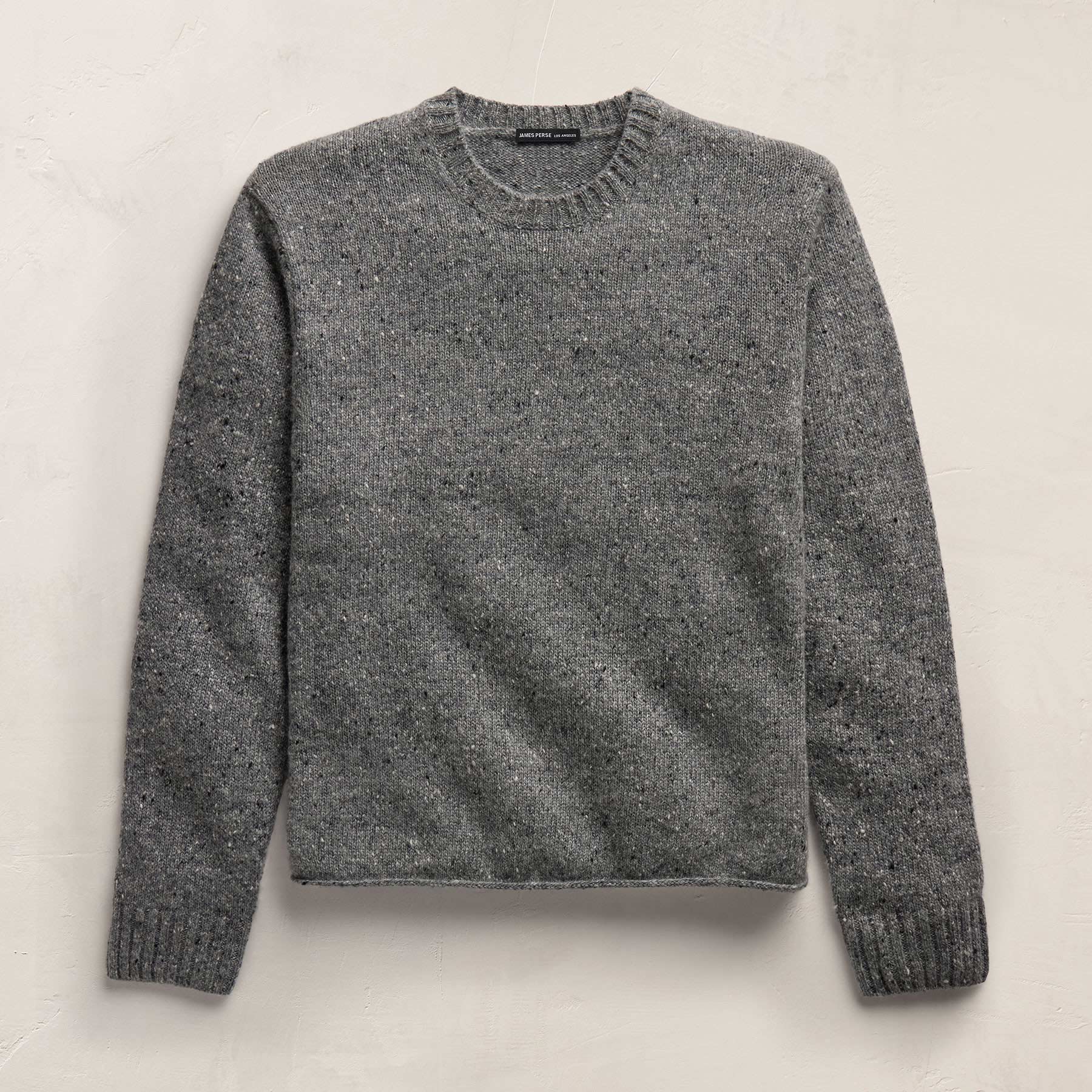 Marled Cashmere Linen Crew in Heather Grey | James Perse Los Angeles