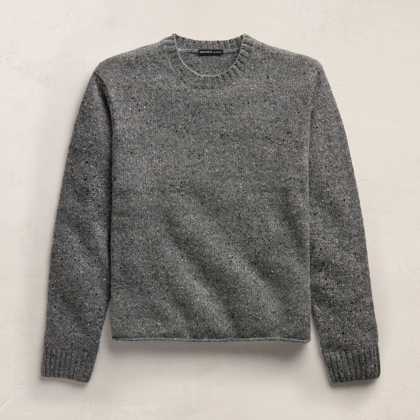 Marled Cashmere Linen Crew in Heather Grey | James Perse Los Angeles