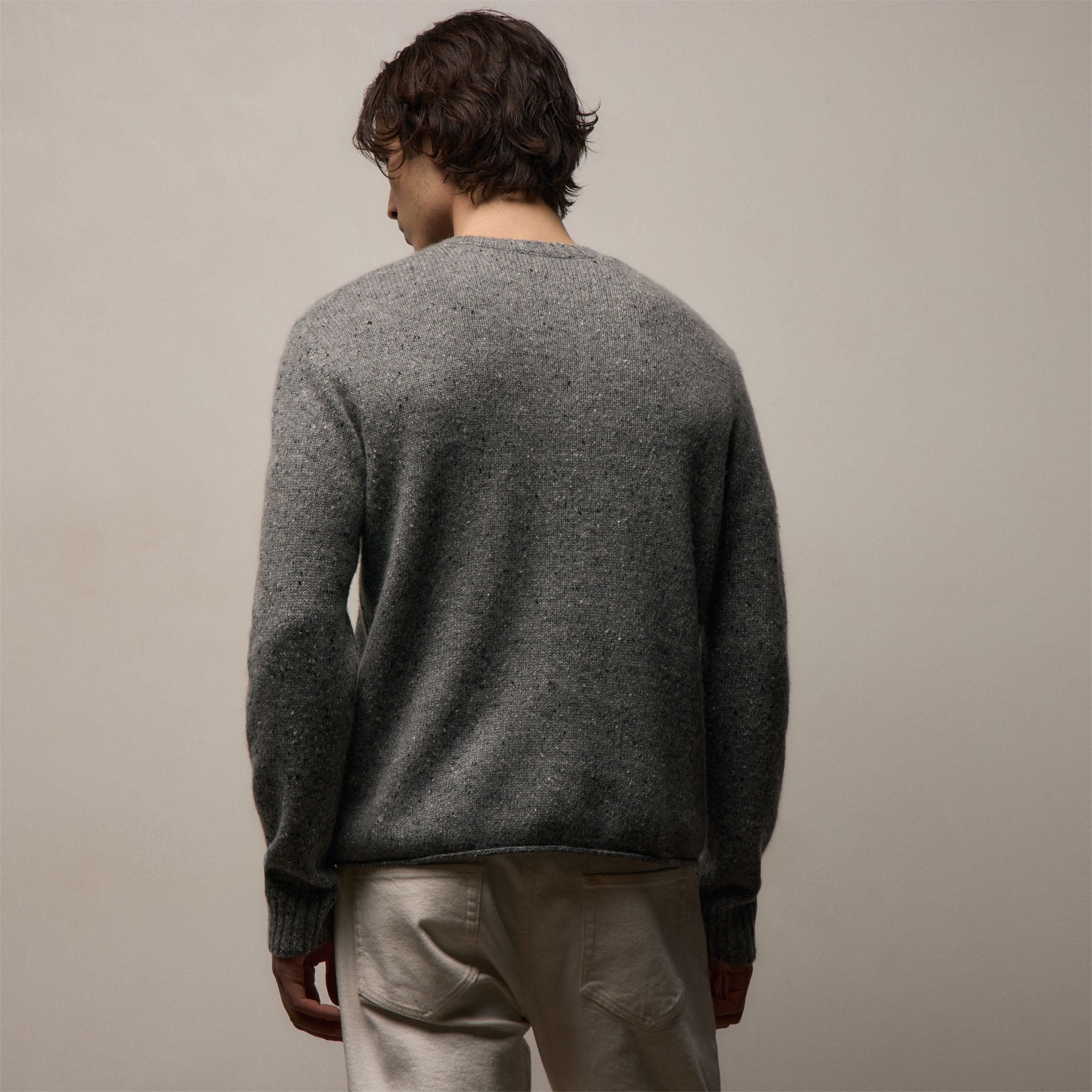 Marled Cashmere Linen Crew In Heather Grey | James Perse Los Angeles