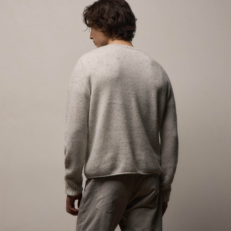 Marled Cashmere Linen Crew in Pearl | James Perse Los Angeles