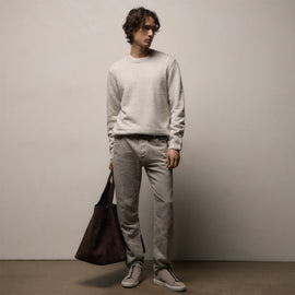 Marled Cashmere Linen Crew in Pearl | James Perse Los Angeles