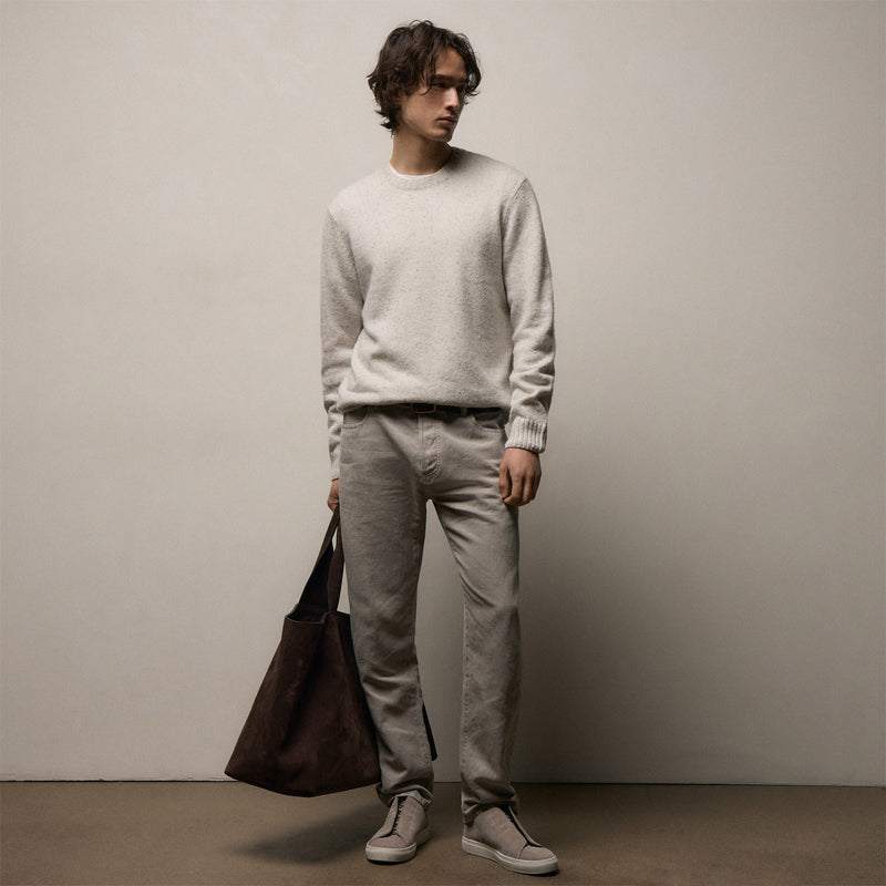 Marled Cashmere Linen Crew in Pearl | James Perse Los Angeles