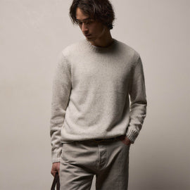 Marled Cashmere Linen Crew in Pearl | James Perse Los Angeles
