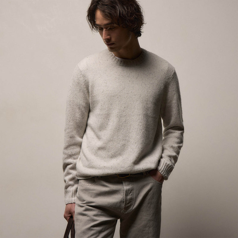 Marled Cashmere Linen Crew in Pearl | James Perse Los Angeles
