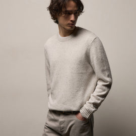 Marled Cashmere Linen Crew in Pearl | James Perse Los Angeles