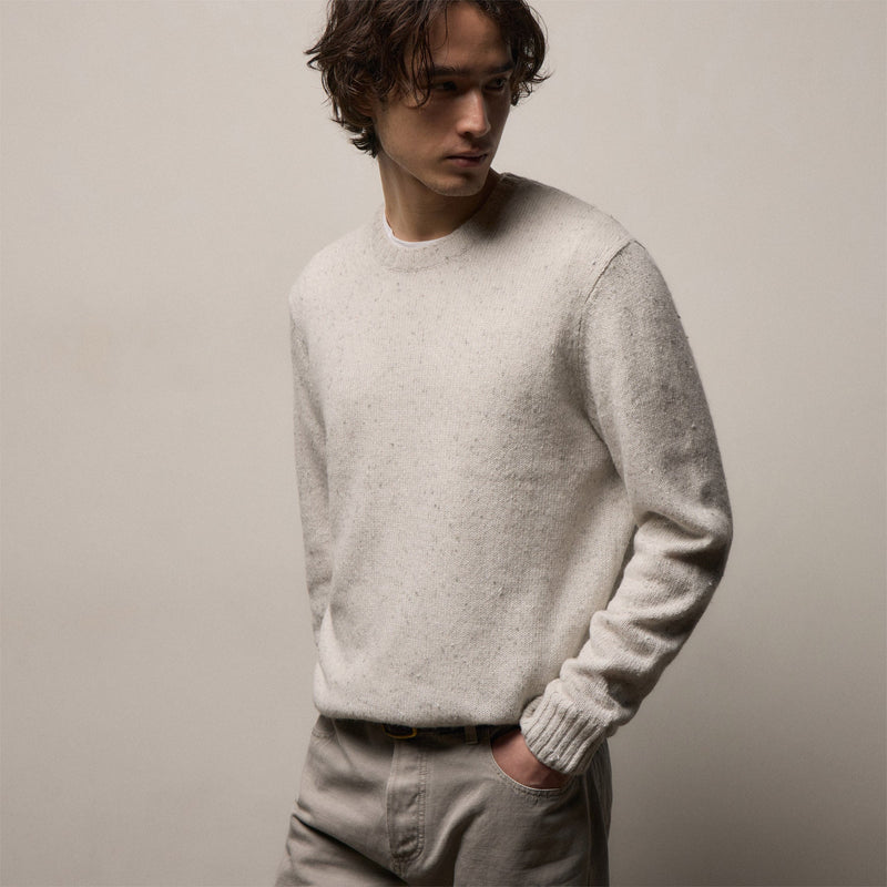 Marled Cashmere Linen Crew in Pearl | James Perse Los Angeles