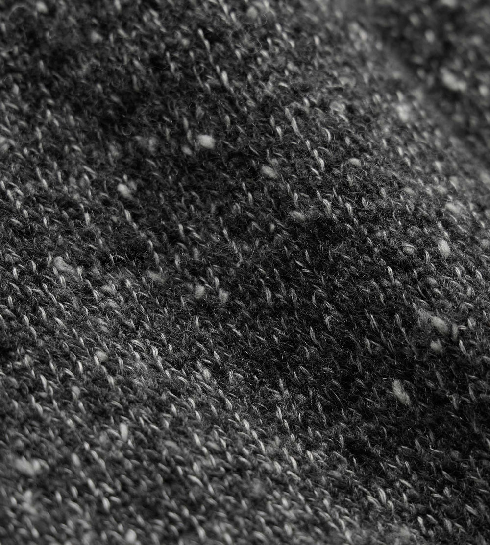 Marled Cashmere Linen Long Sleeve Open Polo in Charcoal | James Perse Los Angeles