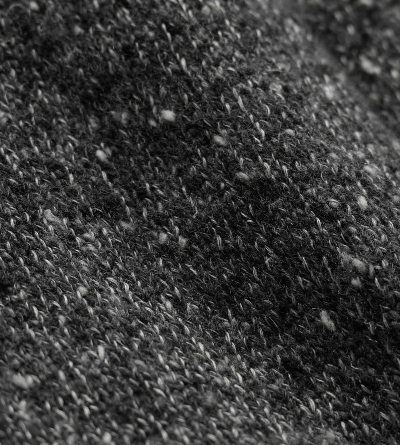 Marled Cashmere Linen Long Sleeve Open Polo in Charcoal | James Perse Los Angeles