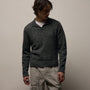 Marled Cashmere Linen Long Sleeve Open Polo in Charcoal | James Perse Los Angeles