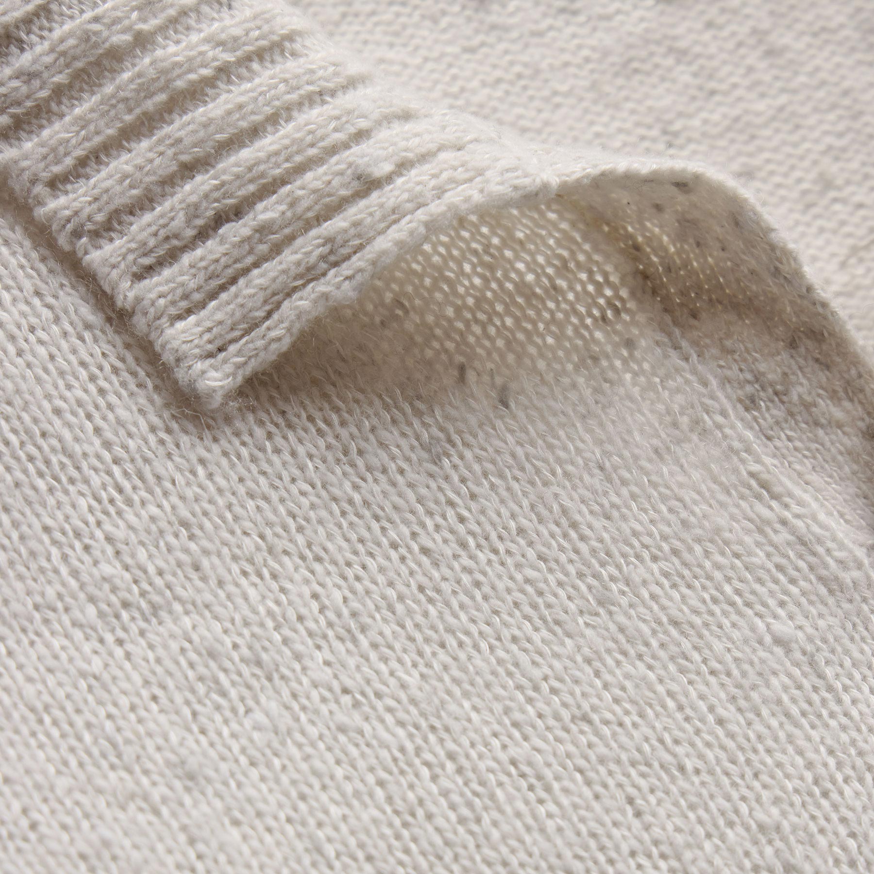Marled Cashmere Linen Long Sleeve Open Polo in Pearl | James Perse Los Angeles