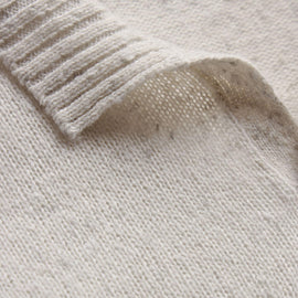 Marled Cashmere Linen Long Sleeve Open Polo in Pearl | James Perse Los Angeles