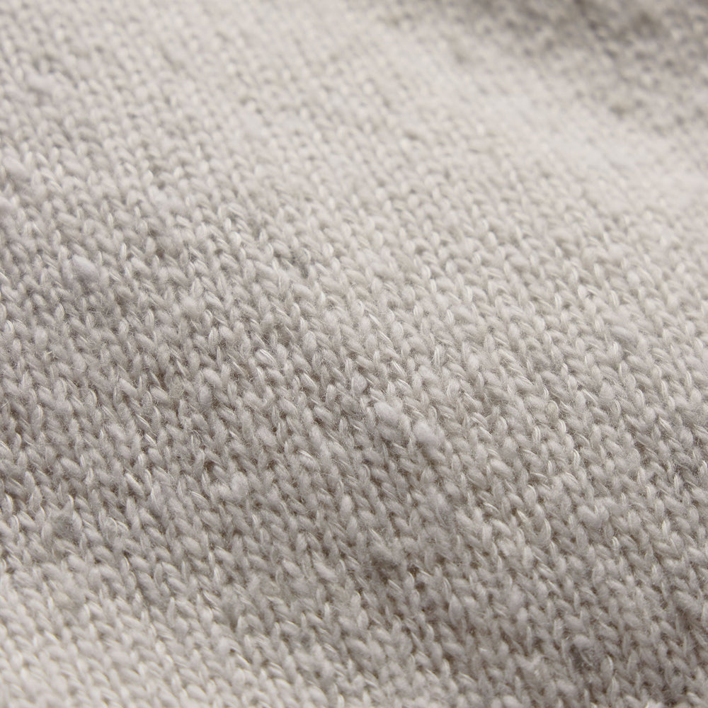 Marled Cashmere Linen Long Sleeve Open Polo in Pearl | James Perse Los Angeles